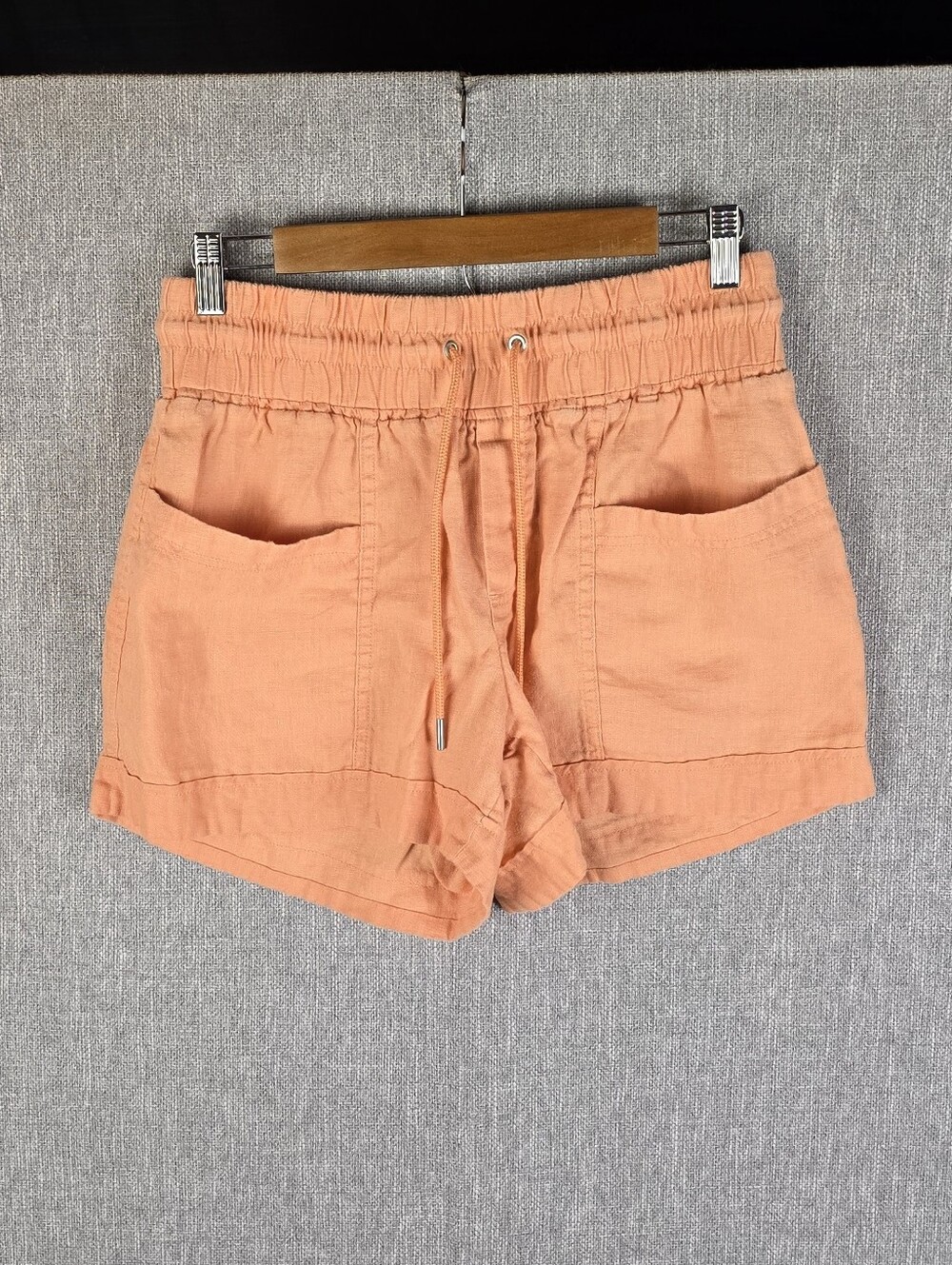 Athleta Womens Cabo 4" Linen Shorts Orange Sz 8